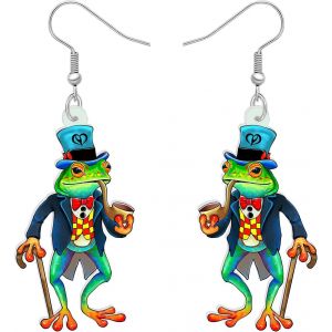 Kal-Acrylique Cute Guitare Grenouille Boucles D'oreilles Pendentif De Bijoux Pour Les Femme Filles Cadeaux Uniques - Neuf