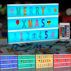 Eryi-Boîte Lumineuse Led, Boîte Lumineuse Message, Boite Lumineuse Message Avec 311 Lettres Et Emojis, Télécommande, A4 Light Box Pour Mariage, Anniversaire, Ktv, Bar, Alimenté Par Usb Et Batterie - Neuf