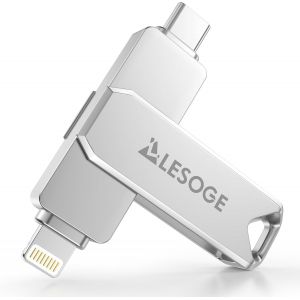 Cle USB C 512 Go Apple Certifié MFi, Clé USB iPhone Stockage Externe Photo Stick, USB 3.0 Flash Drive Sauvegarde Photos Vidéos, 3 en 1 Clef USB pour iPhone/Type C/iPad/Android/PC/Mac(Gris) - Neuf