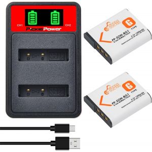 NP-BG1 Lot de 2 Batteries 1500 mAh avec Double Chargeur LCD pour Sony Cyber-Shot DSC-W120 W150 W220 DSC-H3 H7 DSC-H9 DSC-H10 DSC-H20 DSC-H50 DSC-H55 DSC-H70 DSC-HX5V - Neuf