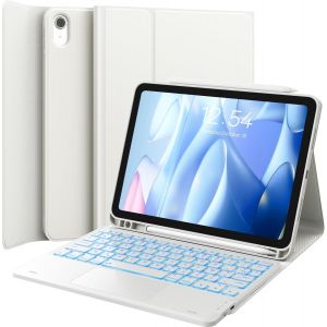 Clavier Ipad 11 A16(2025) /10eme Generation 2022, Coque Clavier Ipad 10eme Generation Avec Touchpad, Eclairage 7 Couleurs, Rechargeable Clavier Azerty, Blanc - Neuf