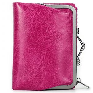 Femmes Sac à main de RFID de Blocage de Cuir, Fer Clip de Poche Monnaie Fermeture à Zip Rose Taille unique - Neuf