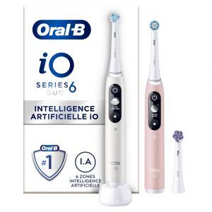 Oral-B Io 6 - Duo - Blanche Et Rose - Brosses &Agrave; Dents &Eacute;lectriques Connect&eacute;es - Neuf