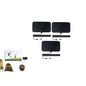 Lot de 3 antennes TV num&eacute;riques 1080p avec une port&eacute;e de 80 km et un amplificateur de signal - Neuf