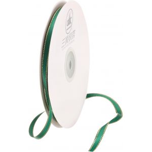 1 Rouleau De Ruban De Satin Vert Avec Bord Doré, Double Face En Polyester Solide Pour Emballage Cadeau, Couronne, Décoration De Mariage, Accessoires De Bouquet - Neuf