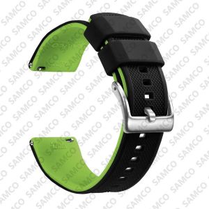 Bracelet De Montre En Silicone De Qualit&eacute; Sup&eacute;rieure,18mm 20mm 22mm,&Agrave; D&eacute;gagement Rapide,En Caoutchouc,De Remplacement.Black Grass Green 1.18mm - Neuf