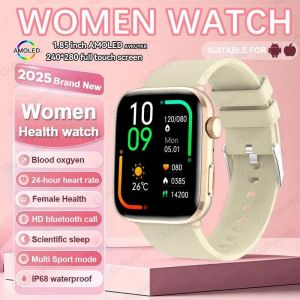 2025 Nouvelle Montre Nfc Smat Femmes 1.85 Pouces Pression Art&eacute;rielle Fr&eacute;quence Cardiaque Bluetooth Appel Femme Sant&eacute; Montres Intelligentes Dames Pour Huawei Ios.Yellow.Nfc - Neuf