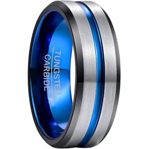 Bnhgc-Bague Homme/Femme En Tungstène 8mm, Bague Anneau De Mariage/Fiançailles/D'amitié/Bague De Qualité Multicolore Bijoux De Mode, Taille 47(15.0)-80(25.5) - Neuf