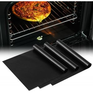 3 tapis universel pour four en t&eacute;flon,32,5 x 50 cm,antiadh&eacute;sif,pour le fond du four,accessoires pour la maison et la cuisine,convient pour la plupart des fours et cuisini&egrave;res,noir - Neuf