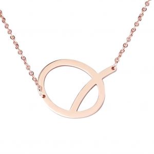 Colliers Tendance En Acier Inoxydable Avec Pendentif En Forme D'alphabet, Or Rose Q - Neuf