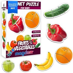 KAL-6 Pcs Légumes Fruits Puzzle Magnetique - Aimant Enfant Magnet Enfant - Puzzle Enfant 3 Ans - Jeux Aimanté Enfant Magnet Frigo Enfant - Jeu Magnetique Enfant - Jouet Enfant 3 Ans - Neuf