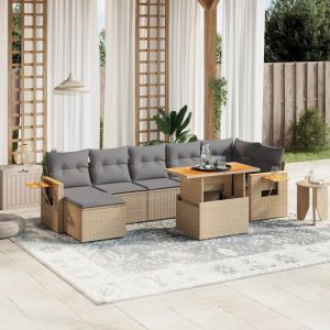 Prolenta Premium - Salon De Jardin Avec Coussins 8 Pcs Beige R&eacute;sine Tress&eacute;e - Neuf