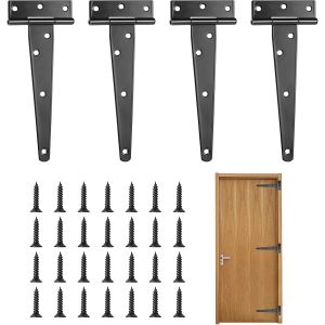 4 Pi&egrave;ces Charniere en T Porte Plate Noir 200mm Charni&egrave;re Meuble Invisible Charniere Portail Avec 28 Charni&egrave;res &Agrave; Vis, pour Portes Ext&eacute;rieures Fen&ecirc;tres Cabanons - Neuf