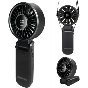 Ventilateur Portable &iquest;&iquest; Main, ventilateur portable avec &iquest;&iquest;cran LED [refroidissement maximum 12 heures] 4000 mAh, pli&iquest;&iquest; &iquest;&iquest; 180 &iexcl;&atilde;,5 vitesses,lani&iquest;&iquest;re,?ventail 3-EN-1 Main/Bureau/Cou pour Ext&iquest;&iquest;rieur - Noir - Neuf