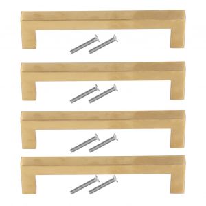 HJLIAN Lot de 4 poignees de porte d'armoire en acier inoxydable dore, poignees de rechange pour placard de cuisine, 12 x 12 x 96 mm - Neuf