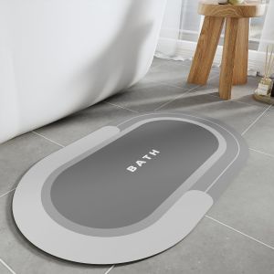 KAL-Tapis De Bain Antidérapant Et Anti-Moisissure À Séchage Rapide En Absorbant L'Eau Lavable En Machinen(Gris,50 * 80Cm) - Neuf