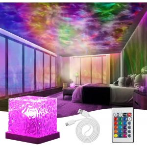 KALANKA-Lampe Ambiance,Lampe Vague Ocean,Lampe Led Wave,Lampe en Cristal LED,Wave Lamp Cube,Vague Océanique Projecteur Galaxie,Lampe Projecteur Aurore, Avec Télécommande, Lampe Pour Chambre - Neuf