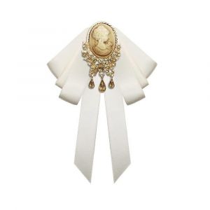 Broche Cam&eacute;e Victorienne En Strass Avec N?ud Papillon En Soie - Bijou De F&ecirc;te Gothique Vintage - Neuf