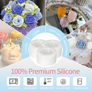 3 Pcs Rose Shape Silicone Candle Molds Perfect For Making Handmade Scented Candles,Ice Cubes,Rose Flowers,Soaps,Plaster,Resin And - Neuf