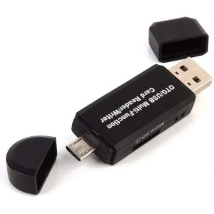 Adaptateur Micro USB OTG M&acirc;le et USB 2.0 M&acirc;le, Lecteur de Carte SD/Micro-SD - Neuf