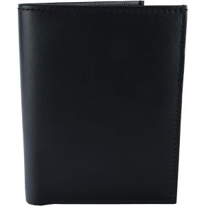 TRAHOO-Portefeuille Homme Cuir V&eacute;ritable Noir Vertical Fin - avec Porte-Monnaie Zipp&eacute; & Multi-Fentes Cartes - Neuf
