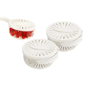 Lot De 2 Paniers D'&eacute;gouttage En Plastique Avec Couvercle Pour Laver Les Fruits Et L&eacute;gumes, Passoire De Cuisine - Neuf