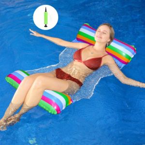 Hamac Gonflable Flottant Pour Piscine, Chaise Longue Gonflable Polyvalente Avec Pompe A Air - Neuf