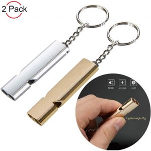 Sifflet D'arbitre, Sifflet De Survie, Sifflet Pour Enfant, Double Tube M&eacute;tallique, Porte-Cl&eacute;s &Agrave; D&eacute;cibels &Eacute;lev&eacute;s, Pour Camping, Sauveteur, Randonn&eacute;e Et Jeux - Neuf