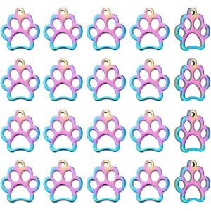Kal-Pièces Breloque Patte En Acier Inoxydable Breloque Chien Chat Empreinte Animale Pendentif Métal Charme 1.5mm Petit Trou Creux Pendentifs Pour La Fabrication De Bijoux Artisanat - Neuf