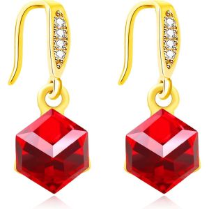 Chenquansarl-Boucles D'oreilles Carr&eacute;es Plaqu&eacute;es Or Pour Femmes, Boucles D'oreilles Pendantes En Zirconium &Eacute;tincelant Parfaites Pour Les Anniversaires Et Les F&ecirc;tes De Vacances, &Agrave; Porter Au Quotidien - Neuf