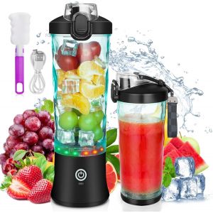 NouvelHorizonstore-Blender Portable pour Shakes et Smoothies, 600mL USB Rechargeable Blender Portable avec Couvercle, 6 Lames, Blender Personnel sans fil, Tasse &agrave; Smoothie sans BPA - Neuf