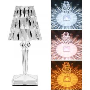 Lampe De Chevet En Cristal 3 Couleurs Lampe De Table Diamond Avec Commande Tactile Pour Chambre Salon Chambre D'amis Et Bureau - Neuf