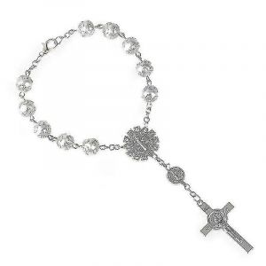 One Decade Auto Rosary Beads Catholic Alloy Bracelet Pour Femmes Hommes - Neuf
