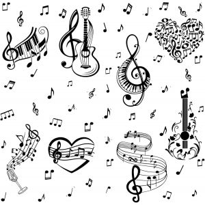 ERYI-Note De Musique Stickers Muraux Pvc Étanche Autocollants Autocollants Piano Guitare Coeur Rectangle 8 Feuilles 8 Styles Amovibles Pour Fenêtre Escalier Décoration De La Maison - Neuf