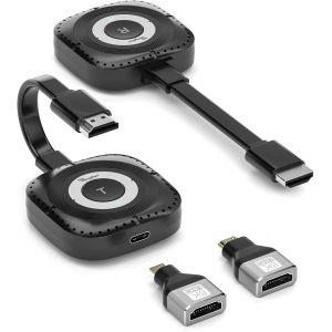 Checarzhn--No1-Kit Émetteur Et Récepteur Hdmi Sans Fil ¿ 1080p @ 60 Hz Streaming 4k De Qualité Jeu, Longue Portée De 50 M, Plug & Play Avec Deux Câbles Et Adaptateurs Usb-C (Tv/Ps5/Drones/Conférence) - Neuf