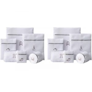 Lot de 12 sacs &agrave; linge blancs avec motif brod&eacute; pour le lavage et les voyages - Neuf