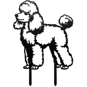 MEVRONISSHOP-Piquets de Jardin Décoratifs en Métal Caniche, Statues de Chien Silhouettes d'animaux Noirs Amusants Piquets Décoratifs D'Extérieur Cadeau pour Jardin Arrière Cour Patio Pelouse - Neuf