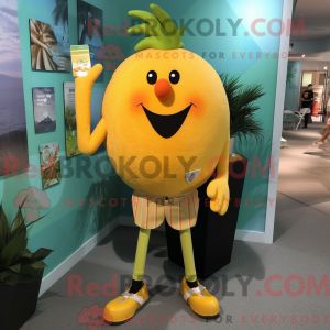 Costume De Mascotte Redbrokoly De Citrouille Jaune Habill&eacute; D Un Bermuda Et D &Eacute;pingles &Agrave; Cravate - Neuf