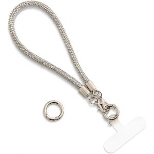Kal-Chaîne De Téléphone Portable, Cordon Argenté À Paillettes, Courte Sangle De Poignet - Neuf