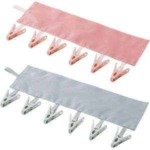 Lot de 2 séchoirs à linge pliables et portables en plastique avec pince pour soutien-gorge - Neuf