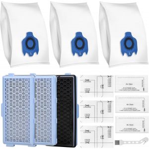 3 Sac &Agrave; Poussi&egrave;re Compatible Avec Miele Gn S8340 Compact C1 C2 Complete C2 C3, 3 Miele Filtre Hepa Air Clean, 6 Filtres D'&Eacute;vacuation Microfiltres Compatible Avec Miele - Neuf