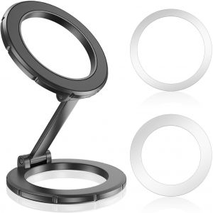 JGD-Support de t&eacute;l&eacute;phone magn&eacute;tique &agrave; double anneau pour iPhone 16, [aimant N52 puissant] pour support de t&eacute;l&eacute;phone MagSafe pliable, compatible avec iPhone 15, 14, 13, 12 Pro Max Plus Series - Neuf