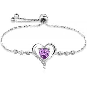 Cadeau Femme Bracelet Femme Argent 925 Coeur Bracelet Réglable Bijoux Femme Cadeau Anniversaire Fête Des Manmans Pour Femme Maman,Noël Anniversaire Cadeau Romantiques Pour Elle.[J105] - Neuf