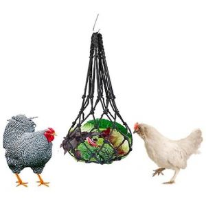 Filet suspendu pour poules, filet en corde pour poulets, filet d'alimentation pour volailles avec crochet, filet d'alimentation suspendu pour coqs, poules et oiseaux (couleur : noir) - Neuf
