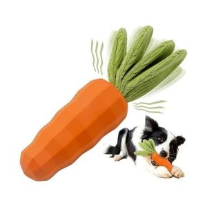 Jouet &Agrave; M&acirc;cher Indestructible En Forme De Carotte Pour Chiens Agressifs &iquest; Caoutchouc Durable, Couineur, Favorise La Sant&eacute; Bucco-Dentaire Et R&eacute;duit Les Comportements Destructeurs - Neuf