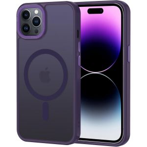 Kal-Coque Pour Iphone 14 Pro Magnétique Compatible Avec Magsafe, Étui Mat Translucide Minimaliste, Pc Dur Housse Arrière Anti-Rayures + Tpu Bumper Antichoc - Violet - Neuf