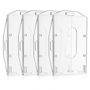 Porte-badge vertical, 4 porte-cartes d'identité transparents, porte-cartes horizontal pour bureau, école, cartes de crédit, permis de conduire, laissez-passer - Neuf