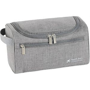 (Gris) Sac De Toilette Pour Hommes Et Femmes, Résistant À L'eau Accroché Dopp Kit Portable Sac De Toilette Pour Salle De Bain Douche, Voyage Kit De Rasage Sacs - Neuf