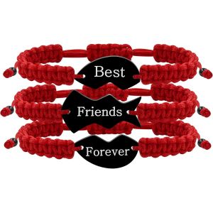 Kal-Ensemble De 3 Bracelets Meilleure Amie Pour Toujours - Charms C?ur Puzzle Tressés, Bijoux D'amitié Correspondants Gravés Pour Bffs Hommes Femmes - Neuf