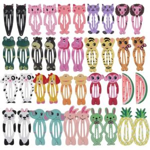 Lot De 40/20 Paires De Pinces &Agrave; Cheveux En M&eacute;tal De 5,1 Cm - Motif Animal De Dessin Anim&eacute; Mignon - Accessoires Pour B&eacute;b&eacute;s Filles, Tout-Petits, Enfants, Adolescents - Cheveux Fins Et &Eacute;pais - Neuf